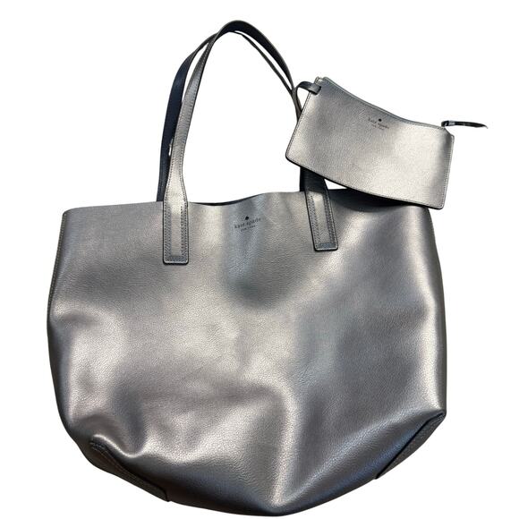 Kate Spade New York Metallic Leather Tote Bag with Pouch - Picture 1 of 7
